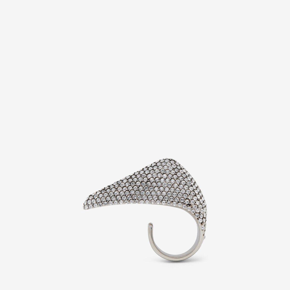 Alexander McQueen Women's Silver Jewelled Claw Ring - 5½ (Brass)
